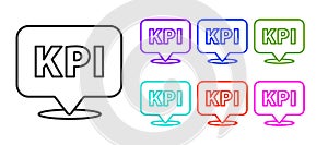 Black line KPI - Key performance indicator icon isolated on white background. Set icons colorful. Vector