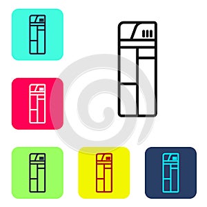 Black line Lighter icon isolated on white background. Set icons in color square buttons. Vector