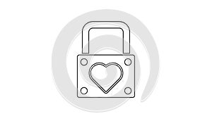 Black line Lock and heart icon isolated on white background. Locked Heart. Love symbol and keyhole sign. Valentines day
