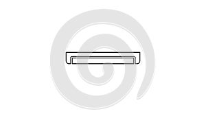 Black line Long luminescence fluorescent energy saving lamp icon isolated on white background. 4K Video motion graphic
