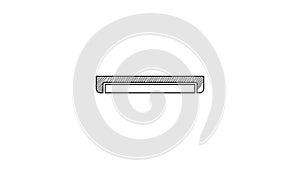 Black line Long luminescence fluorescent energy saving lamp icon isolated on white background. 4K Video motion graphic