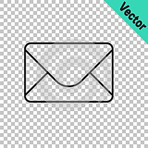 Black line Mail and e-mail icon isolated on transparent background. Envelope symbol e-mail. Email message sign. Vector