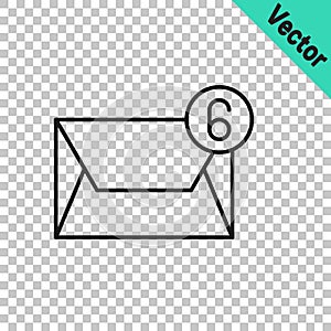 Black line Mail and e-mail icon isolated on transparent background. Envelope symbol e-mail. Email message sign. Vector