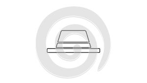 Black line Man hat with ribbon icon isolated on white background. 4K Video motion graphic animation