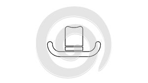 Black line Man hat with ribbon icon isolated on white background. 4K Video motion graphic animation