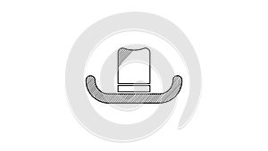 Black line Man hat with ribbon icon isolated on white background. 4K Video motion graphic animation