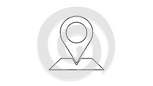 Black line Map pin icon isolated on white background. Navigation, pointer, location, map, gps, direction, place, compass