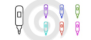 Black line Marker pen icon isolated on white background. Felt-tip pen. Set icons colorful. Vector