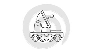 Black line Mars rover icon isolated on white background. Space rover. Moonwalker sign. Apparatus for studying planets