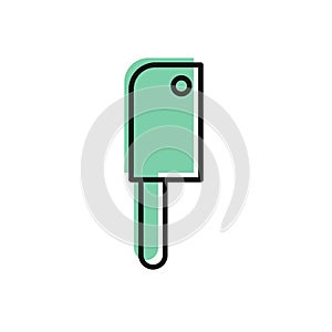 Black line Meat chopper icon isolated on white background. Kitchen knife for meat. Butcher knife. Vector Illustration.