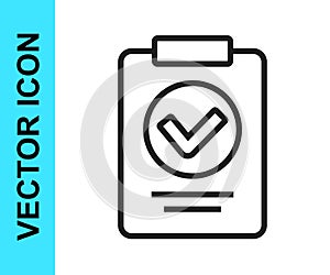 Black line Medical prescription icon isolated on white background. Rx form. Recipe medical. Pharmacy or medicine symbol
