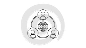 Black line Meeting icon isolated on white background. Business team meeting, discussion concept, analysis, content