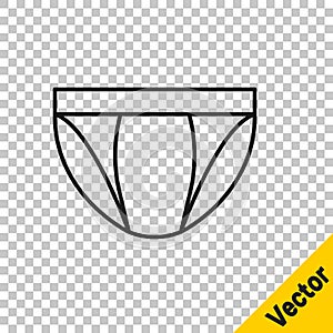 Black line Men underpants icon isolated on transparent background. Man underwear. Vector