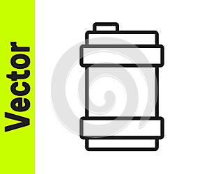 Black line Metal beer keg icon isolated on white background. Vector