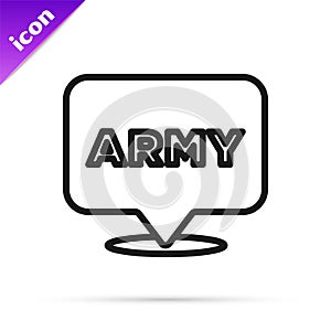 Black line Military army icon isolated on white background. Vector