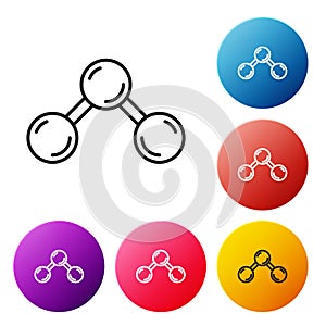 Black line Molecule icon isolated on white background. Structure of molecules in chemistry, science teachers innovative