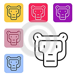 Black line Monkey icon isolated on white background. Animal symbol. Set icons in color square buttons. Vector