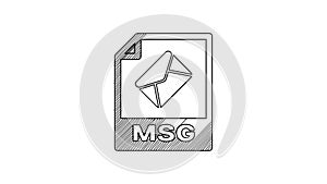 Black line MSG file document. Download msg button icon isolated on white background. MSG file symbol. 4K Video motion