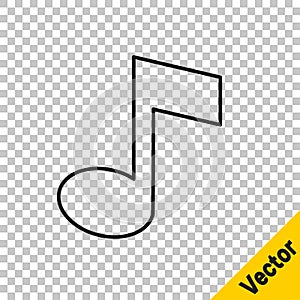Black line Music note, tone icon isolated on transparent background. Vector