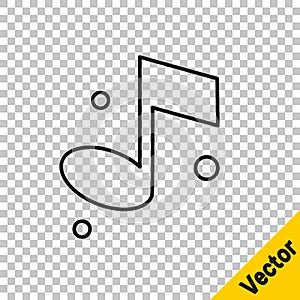 Black line Music note, tone icon isolated on transparent background. Vector