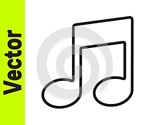 Black line Music note, tone icon isolated on white background. Vector