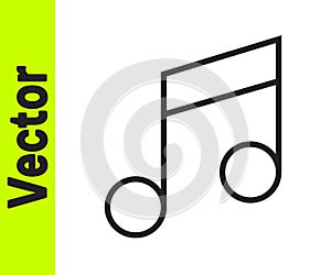 Black line Music note, tone icon isolated on white background. Vector Illustration