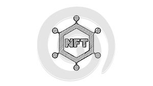 Black line NFT blockchain technology icon isolated on white background. Non fungible token. Digital crypto art concept