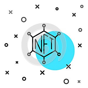Black line NFT blockchain technology icon isolated on white background. Non fungible token. Digital crypto art concept
