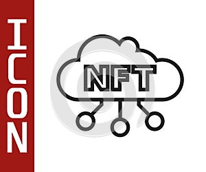 Black line NFT cloud icon isolated on white background. Non fungible token. Digital crypto art concept. Vector