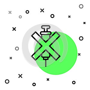 Black line No doping syringe icon isolated on white background. Vector