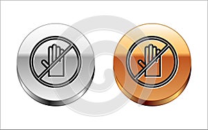 Black line No handshake icon isolated on white background. No handshake for virus prevention concept. Bacteria when