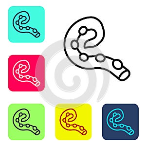 Black line Octopus of tentacle icon isolated on white background. Set icons in color square buttons. Vector