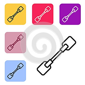 Black line Paddle icon isolated on white background. Paddle boat oars. Set icons in color square buttons. Vector