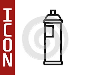 Black line Paint spray can icon isolated on white background. Vector