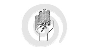 Black line Palmistry of the hand icon isolated on white background. 4K Video motion graphic animation