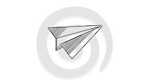 Black line Paper plane icon isolated on white background. Paper airplane icon. Aircraft sign. 4K Video motion graphic