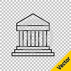 Black line Parthenon from Athens, Acropolis, Greece icon isolated on transparent background. Greek ancient national