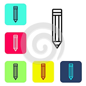 Black line Pencil icon isolated on white background. Drawing and educational tools. School office symbol. Set icons in