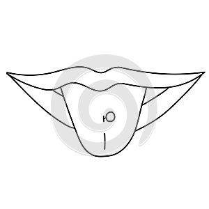 Black line Piercing isolated on white background. Vector