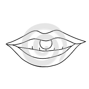 Black line Piercing isolated on white background. Vector