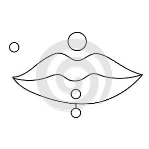 Black line Piercing isolated on white background. Vector