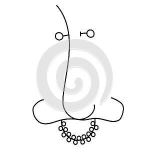 Black line Piercing isolated on white background. Vector