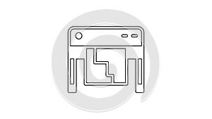 Black line Plotter icon isolated on white background. Large format multifunction printer. Polygraphy, printshop service
