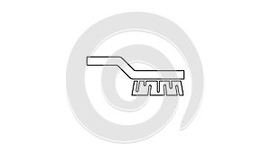 Black line Pool table brush icon isolated on white background. Biliard table brush. 4K Video motion graphic animation