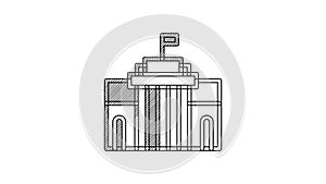 Black line Prado museum icon isolated on white background. Madrid, Spain. 4K Video motion graphic animation