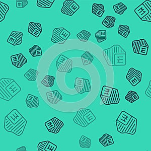 Black line Processor icon isolated seamless pattern on green background. CPU, central processing unit, microchip