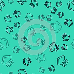 Black line Processor icon isolated seamless pattern on green background. CPU, central processing unit, microchip