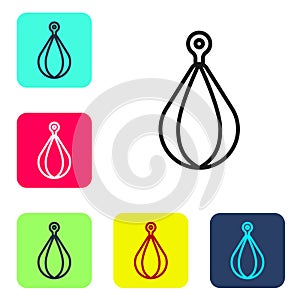 Black line Punching bag icon isolated on white background. Set icons in color square buttons. Vector