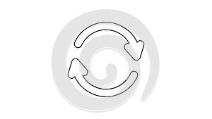 Black line Refresh icon isolated on white background. Reload symbol. Rotation arrows in a circle sign. 4K Video motion