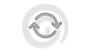 Black line Refresh icon isolated on white background. Reload symbol. Rotation arrows in a circle sign. 4K Video motion